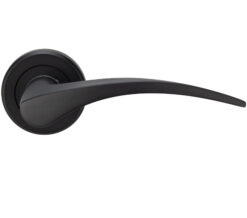 Serozzetta Olivier Door Handles On Round Rose, Matt Black (Sold In Pairs)