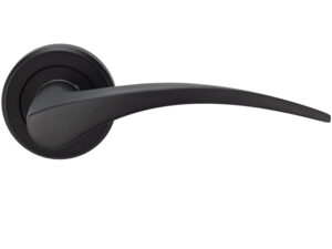 Serozzetta Olivier Door Handles On Round Rose, Matt Black (Sold In Pairs)