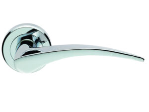 Serozzetta Olivier Door Handles On Round Rose, Polished Chrome - (Sold In Pairs)