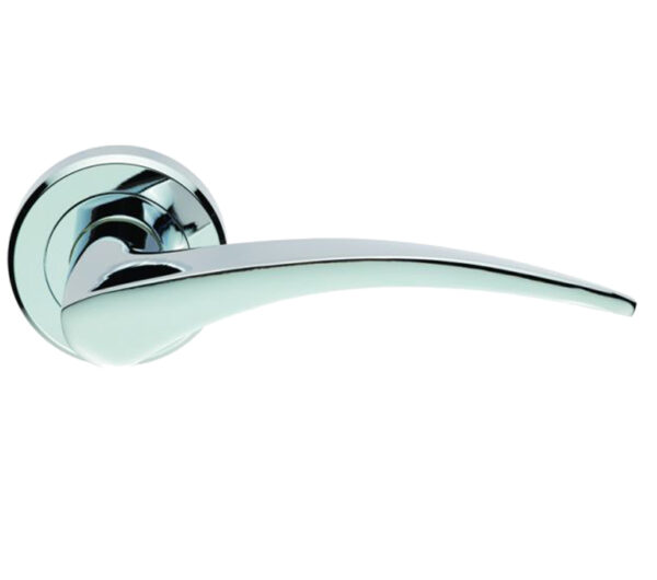 Serozzetta Olivier Door Handles On Round Rose, Polished Chrome - (Sold In Pairs)