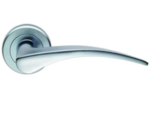 Serozzetta Olivier Door Handles On Round Rose, Satin Chrome - (Sold In Pairs)