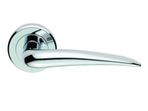 Serozzetta Tempest Door Handles On Round Rose, Polished Chrome - (Sold In Pairs)