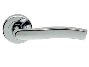 Serozzetta Titan Door Handles On Round Rose, Polished Chrome - (Sold In Pairs)