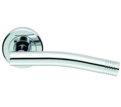 Serozzetta Carolina Door Handles On Round Rose, Polished Chrome (Sold In Pairs)