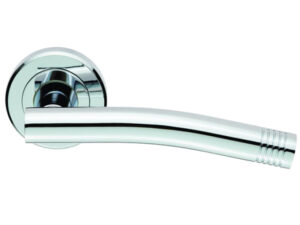 Serozzetta Carolina Door Handles On Round Rose, Polished Chrome (Sold In Pairs)