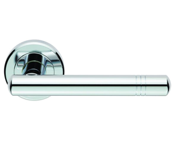 Serozzetta Atalaya Door Handles On Round Rose, Polished Chrome (Sold In Pairs)