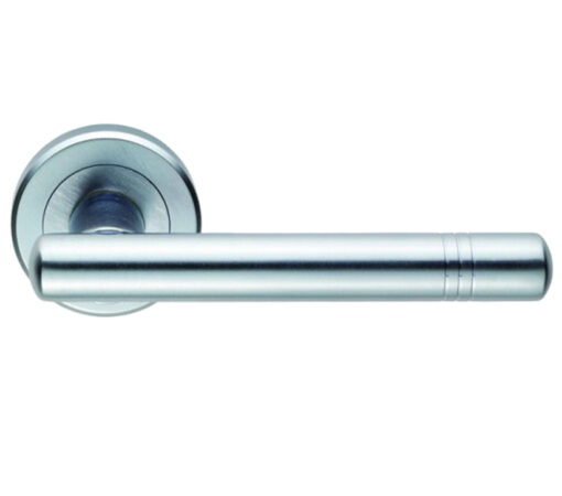 Serozzetta Atalaya Door Handles On Round Rose, Satin Chrome (Sold In Pairs)