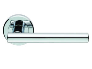 Serozzetta Philadelphia Door Handles On Round Rose, Polished Chrome - (Sold In Pairs)