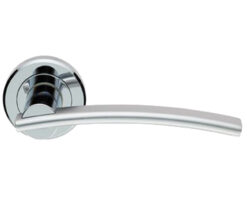 Serozzetta Cumulus Door Handles On Round Rose, Dual Finish Polished Chrome & Satin Chrome - (Sold In Pairs)