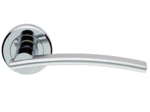 Serozzetta Cumulus Door Handles On Round Rose, Dual Finish Polished Chrome & Satin Chrome - (Sold In Pairs)