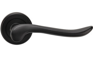 Serozzetta Verdun Door Handles On Round Rose, Matt Black - (Sold In Pairs)