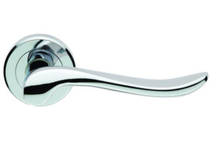 Serozzetta Verdun Door Handles On Round Rose, Polished Chrome - (Sold In Pairs)