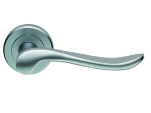 Serozzetta Verdun Door Handles On Round Rose, Satin Chrome - (Sold In Pairs)