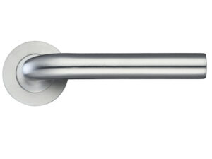 Zoo Hardware Zps Radius Lever On Round Rose, Satin Stainless Steel (Sold In Pairs)