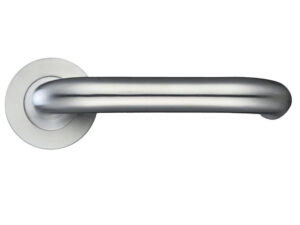 Zoo Hardware Zps Rtd Lever On Round Rose, Satin Stainless Steel (Sold In Pairs)