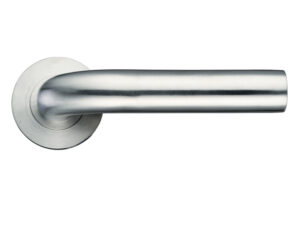 Zoo Hardware Zps Radius Lever On Round Rose, Satin Stainless Steel (Sold In Pairs)