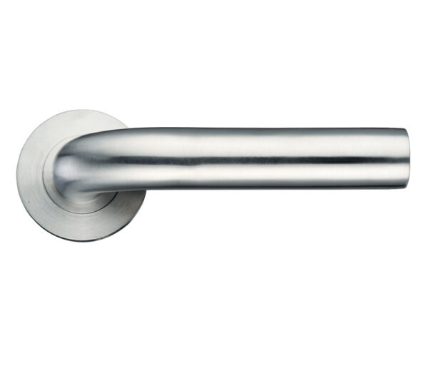 Zoo Hardware Zps Radius Lever On Round Rose, Satin Stainless Steel (Sold In Pairs)