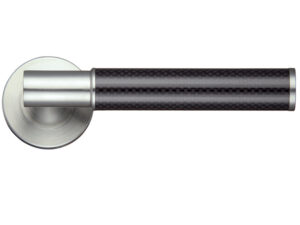 Zoo Hardware Zps Eros Lever On Round Rose, Carbon Fibre Grip On Satin Stainless Steel (Sold In Pairs)