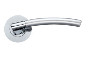 Zoo Hardware Stanza Amalfi Lever On Round Rose, Dual Finish Satin Chrome & Polished Chrome (Sold In Pairs)