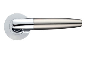 Zoo Hardware Stanza Atlanta Lever On Round Rose, Dual Finish Polished Chrome & Satin Nickel (Sold In Pairs)