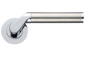 Zoo Hardware Stanza Venus Lever On Round Rose, Dual Finish Polished Chrome & Satin Chrome (Sold In Pairs)