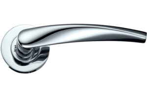 Zoo Hardware Stanza Vesta Lever On Round Rose, Polished Chrome (Sold In Pairs)