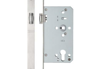 Zoo Hardware Vier 72Mm C/C Din Roller Latch (Square Or Radius Profile), Satin Stainless Steel