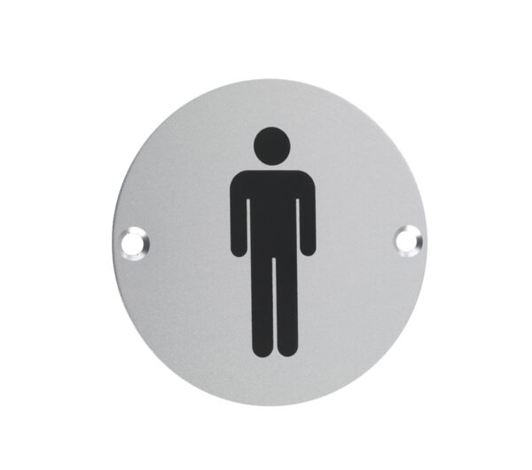 Zoo Hardware Zsa Door Sign - Male Sex Symbol, Satin Aluminium