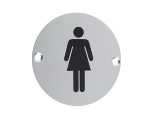 Zoo Hardware Zsa Door Sign - Female Sex Symbol, Satin Aluminium