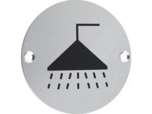 Zoo Hardware Zsa Door Sign - Shower Symbol, Satin Aluminium