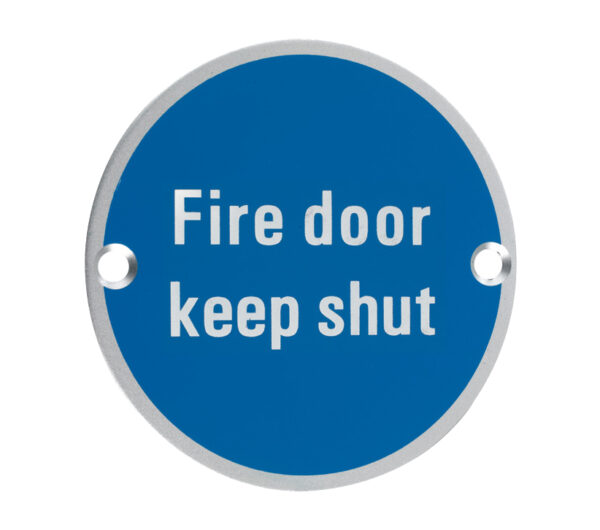 Zoo Hardware Zsa Door Sign - Fire Door Keep Shut, Satin Aluminium