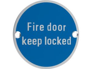 Zoo Hardware Zsa Door Sign - Fire Door Keep Locked, Satin Aluminium