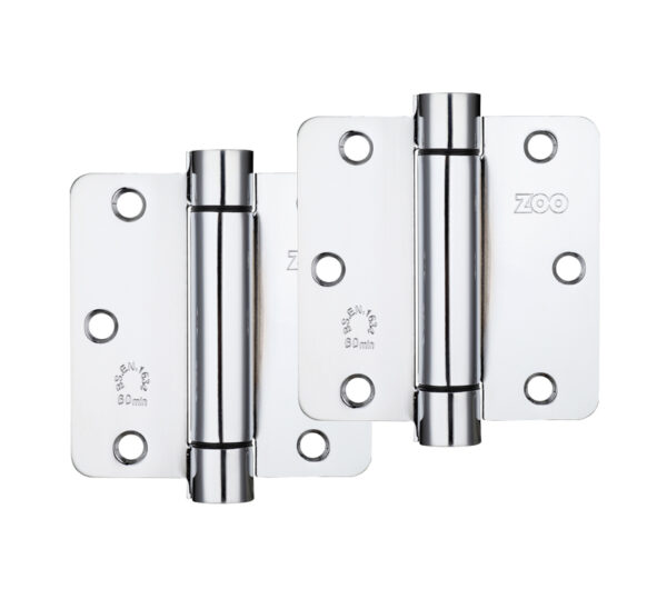 Zoo Hardware 3.5" Spring Hinge Plus Slave Pack, Polished Stainless Steel