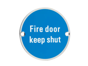 Zoo Hardware Zss Door Sign - Fire Door Keep Shut, Polished Stainless Steel