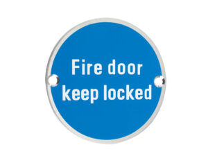 Zoo Hardware Zss Door Sign - Fire Door Keep Locked, Polished Stainless Steel