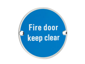 Zoo Hardware Zss Door Sign - Fire Door Keep Clear, Polished Stainless Steel