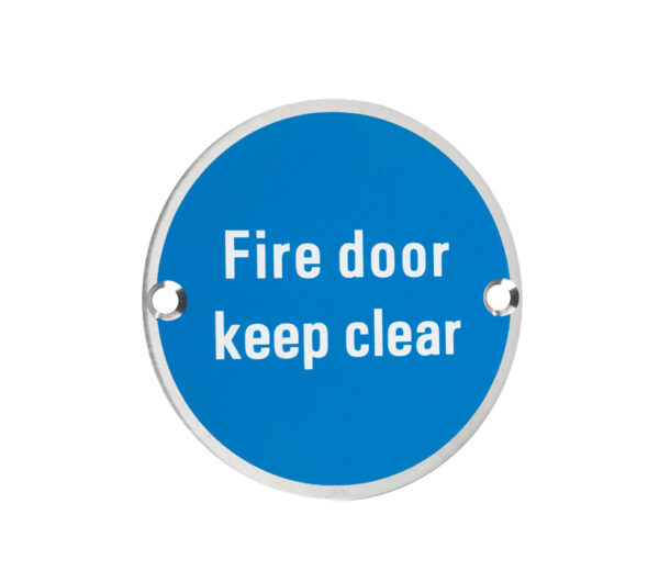 Zoo Hardware Zss Door Sign - Fire Door Keep Clear, Polished Stainless Steel