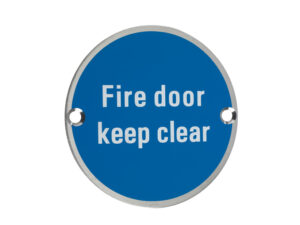 Zoo Hardware Zss Door Sign - Fire Door Keep Clear, Satin Stainless Steel