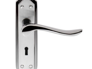 Lytham Door Handles On Backplate, Dual Finish Polished Chrome & Satin Chrome (Sold In Pairs)