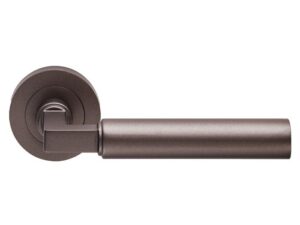 Amiata Door Handles On Round Rose, Matt Bronze (Sold In Pairs)