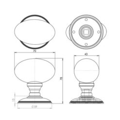 SC Oval Glass Mortice Knob POLISHED BRASS JH6000PB