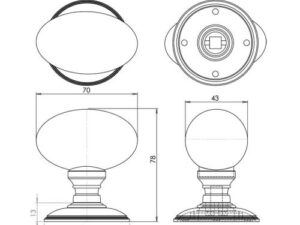 SC Oval Glass Mortice Knob POLISHED BRASS JH6000PB