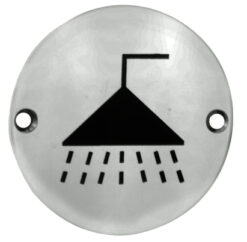 Eurospec Shower Symbol Sign, Polished Stainless Steel Or Satin Stainless Steel Finish