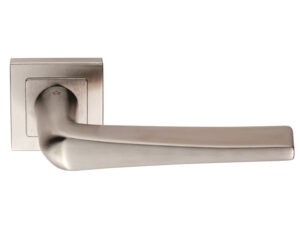 Eurospec Plaza Shaped Stainless Steel Door Handles - Satin Stainless Steel (Sold In Pairs)