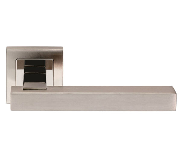 Eurospec Renzo Square Stainless Steel Door Handles - Polished & Satin Stainless Steel (Sold In Pairs)