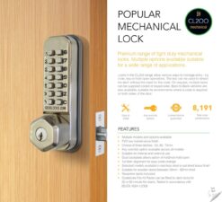 CODELOCKS Mechanical Digital Locks 200 series Surface Bolt PVD Stainless Steel