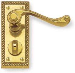 Brass Door Handles on Privacy Plate - Polished Brass