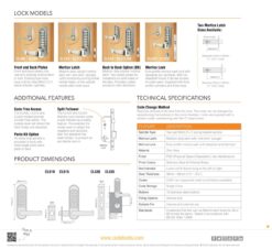 CODELOCKS 510 Mechanical Digital Locks 500 series Tubular Mortice Latch PVD Stainless Steel