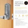 CODELOCKS 510 Mechanical Digital Locks 500 series Tubular Mortice Latch PVD Stainless Steel