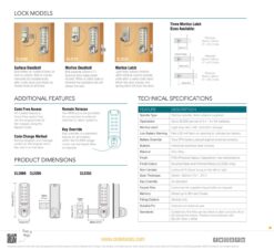 CODELOCKS CL2255 ELECTRONIC Tubular Mortice Latch PVD B/Steel,Fire Kit